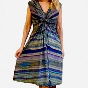 Chic Multicolor Striped Midi Jersey Dress